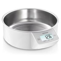 Cantar de bucatarie cu bol Inox 1000 ml, baterie 2x1.5V AAA, capacitate 1g-5kg, Gri/Alb