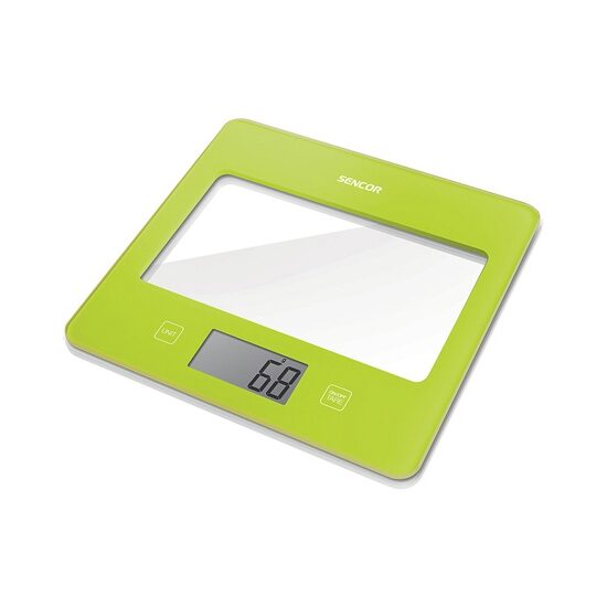 Cantar de bucatarie sticla securizata, Verde, Ecran LCD, 1g-5kg, 1x 3V baterie litiu CR 2032