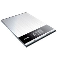 Cantar de bucatarie ultra subtire, Inox, Ecran LCD, 1g-5kg, 2 baterii CR 2032