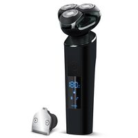 Aparat de ras cu acumulator Li-Ion, 3 capete rotative, oscilante, Lame Inox, 180 min, Trimmer placat cu titan, 5W