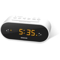 Radio FM cu ceas desteptator si proiectie, LCD, Deşteptător cu buzzer sau radio, Funcţie de amânare a alarmei, Alb