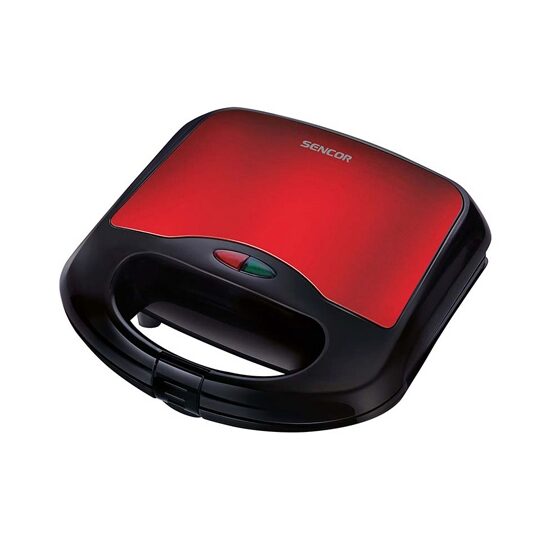 Sandwich maker 700W, Placi Antiaderente Inox, Corp și maner izolate termic, Rosu