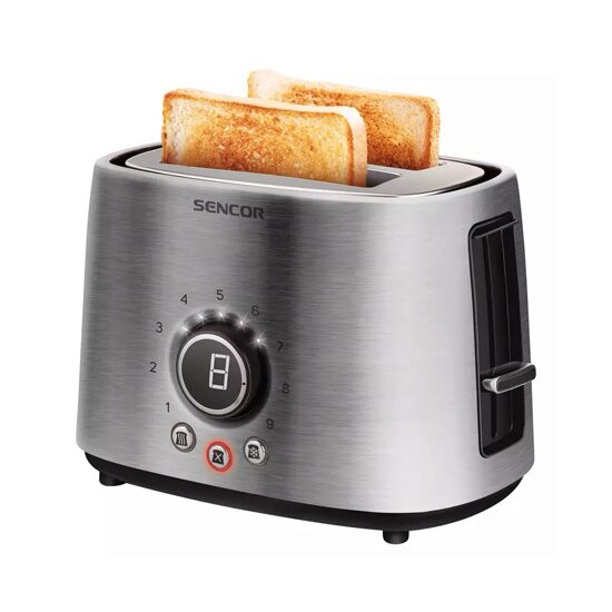 Prajitor de paine Inox, cu 9 niveluri de rumenire, 2 felii, 1000 W