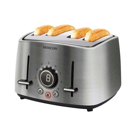 Prajitor de paine Inox, cu 9 niveluri de rumenire, 4 felii, 1600 W
