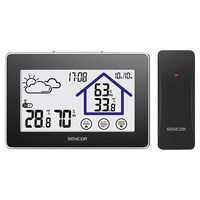 Statie meteo de interior/exterior, Temperatura si Umiditate, Prognoza meteo, 39x100x23 mm, Negru