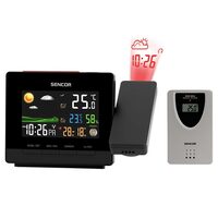 Statie meteo de interior/exterior, Temperatura si Umiditate, Barometru, Prognoza meteo, 141x92x51 mm, Negru