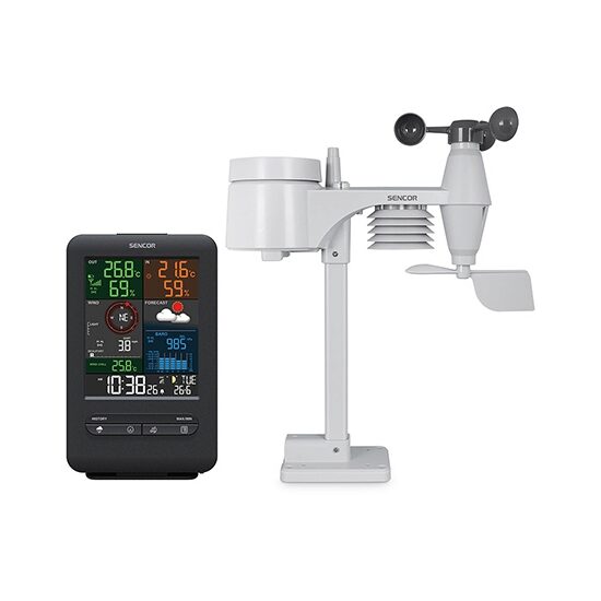 Statie meteo profesionala WiFi, Prognoza meteo, temperatura, umiditate, viteza si directia vantului, pluviometru, barometru, 118x192.5x21 mm