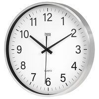Ceas de perete, mecanism quartz, Teesa, diametru 25 cm, Alb, 1 x AA, Aluminiu/Sticla