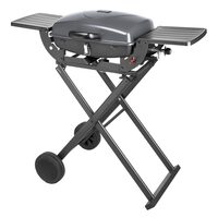 Gratar portabil cu 1 arzator pe gaz, 3.6 kW, Teesa BBQ, Otel, 2 x roti, masa laterala
