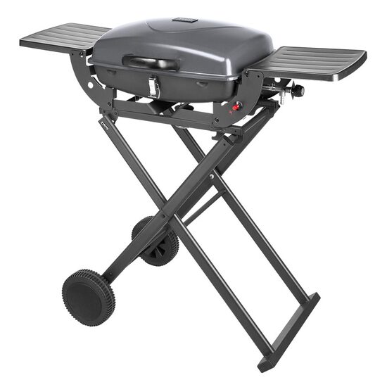 Gratar portabil cu 1 arzator pe gaz, 3.6 kW, Teesa BBQ, Otel, 2 x roti, masa laterala