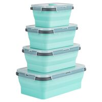Set 4 caserole silicon, Teesa, depozitare, congelare, încălzire la cuptorul cu microunde