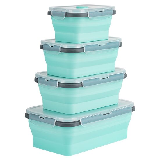 Set 4 caserole silicon, Teesa, depozitare, congelare, încălzire la cuptorul cu microunde