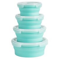 Set 4 caserole silicon rotunde, Teesa, depozitare, congelare, încălzire la cuptorul cu microunde