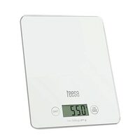 Cantar de bucatarie ultra subtire, Sticla Alb, Ecran LCD, 1g-5kg, 1xCR2032