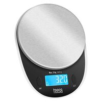 Cantar de bucatarie, Inox, Ecran LCD, 3g-5kg, 3 x baterii AAA