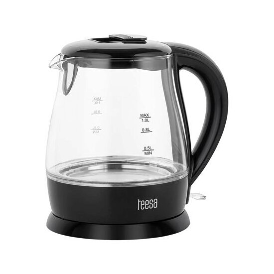 Fierbator electric cordless, Capacitate 1 l, putere 1630 W, cana gradata, Negru