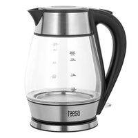 Fierbator electric cordless, Inox si Sticla, Capacitate 1.7 l, putere 2200 W, cana gradata
