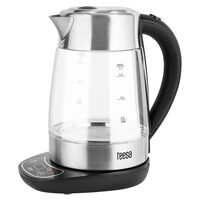 Fierbator electric cordless, Inox si Sticla, Capacitate 1.7 l, putere 2200 W, functie de mentinere temperatura constanta