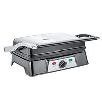 Gratar electric Inox 1500 W, Placi detasabile, Senzor automat pentru gatit, termostat cu buton de reglare