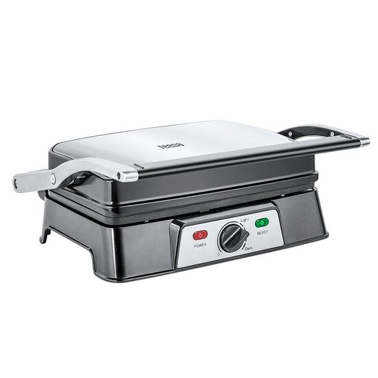 Gratar electric Inox 1500 W, Placi detasabile, Senzor automat pentru gatit, termostat cu buton de reglare