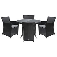 Set mobilier de gradina 4 scaune si o masa, 150 kg, cu perne, gri inchis