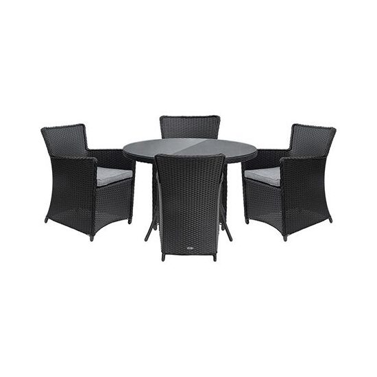 Set mobilier de gradina 4 scaune si o masa, 150 kg, cu perne, gri inchis