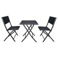 Set masa cu 2 scaune pliabile pentru terasa sau balcon, max 120 kg, negru
