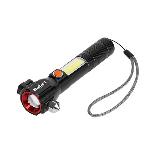 Lanterna cu led multifunctionala, Acumulator, 285 lm, Aluminiu, Ciocan de urgenta, IP20