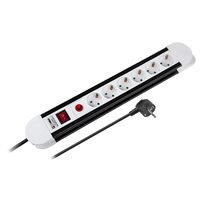 Prelungitor cu 6 locasuri si intrerupator, Schuko, lungime 3 m, Protectie la Supratensiune, max 3500W, 16A
