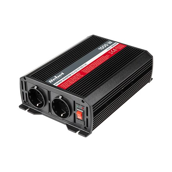 Invertor de tensiune, 12V-220V, putere 1000 W, 2 iesiri, Conectare la bricheta