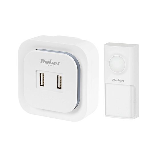 Sonerie wireless, 2xUSB, 36 melodii, raza de actiune 150 m, IP55, Alb