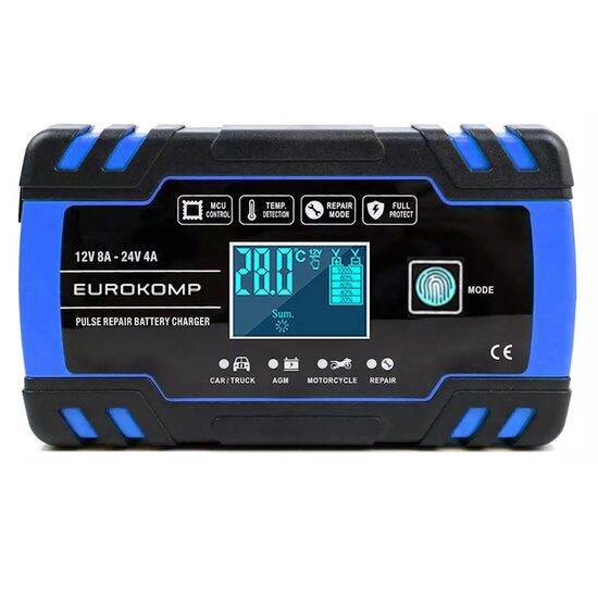 Redresor automat cu microprocesor, Auto/Moto, 12 V/8 A, 24 V/4 A, Putere 130 W