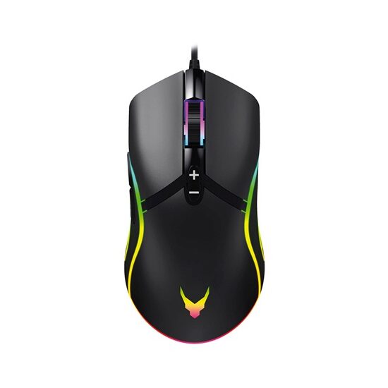 Mouse gaming cu fir, lumina led, 7 butoane, Rezoluție 6400 dpi, USB 2.0