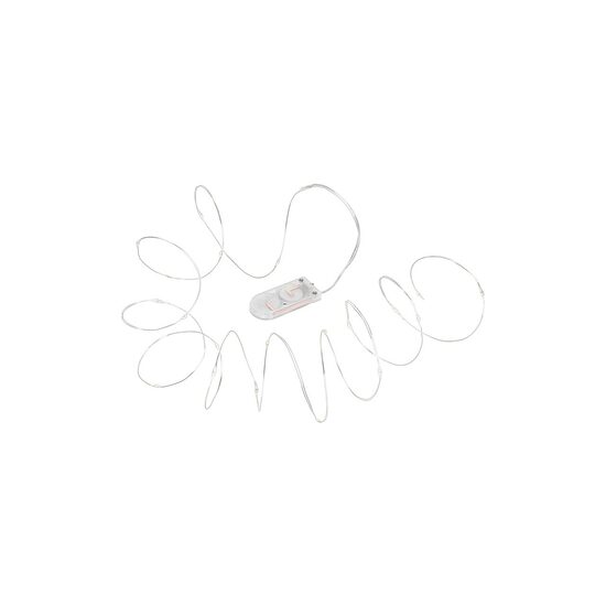 Instalatie luminoasa 10 mini led-uri, Alb cald, lungime 1.9 m, IP20, 2 x baterii CR2032