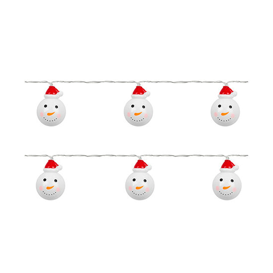Instalatie luminoasa 10 led-uri, Snowmen, 2 baterii tip AA, Alb cald, 1.65 m