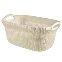 Coș rufe, impletit, Curver Knit 40L, Alb, 60x27x39 cm