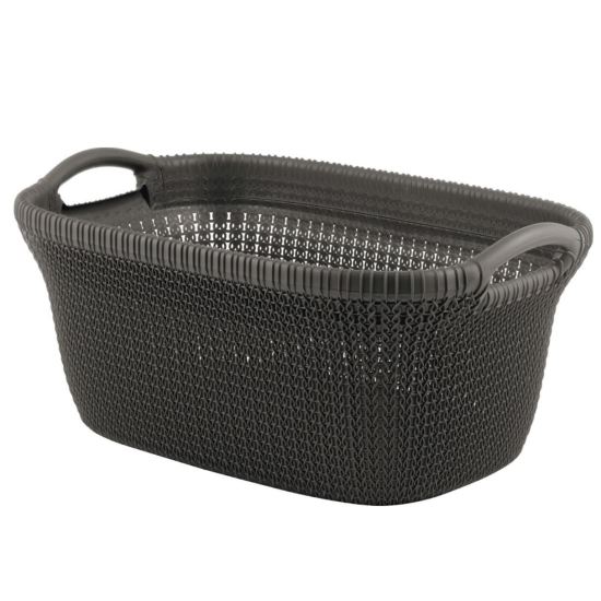 Coș rufe, impletit, Curver Knit 40L, antracit, 60x27x39 
