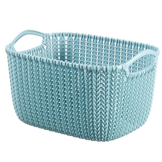 Coș rufe, impletit, Curver Knit 8L, Albastru, 30x22x17 cm