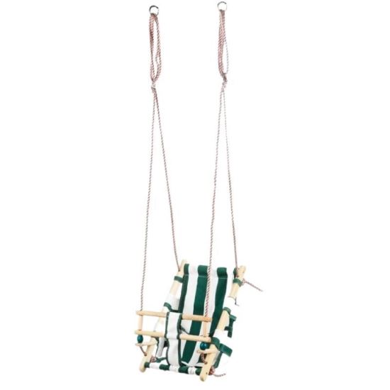 Leagan pentru copii, Strend Pro Fumiko Green, maxim 70 Kg, sfoara, lemn si bumbac