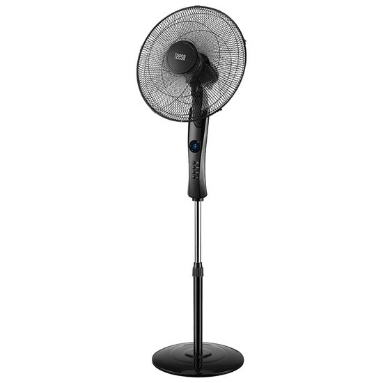 Ventilator cu picior, Teesa 3 viteze, Negru, 45 W, Miscare de oscilatie, Inaltime reglabila 130.5 cm, Diametru 43 cm, Telecomanda