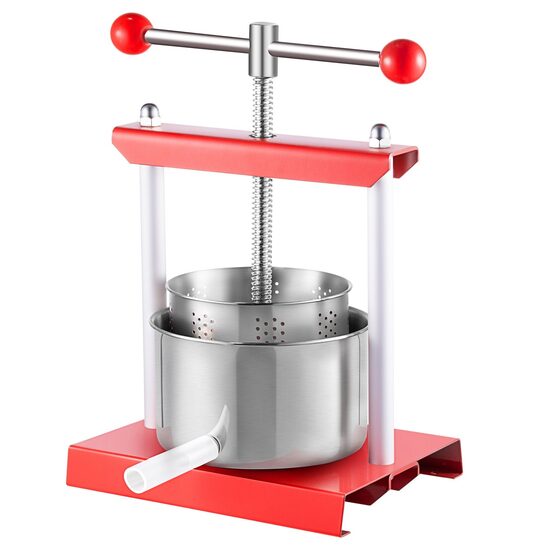 Presa manuala pentru struguri, citrice, vinete Vevor Inox, capacitate 3.5 l, diametru cos 14 cm