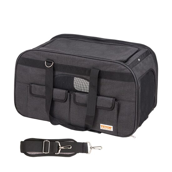 Geanta pentru transport animale mici Vevor 650x360x370 mm, max 16 kg, 4 roti si maner aluminiu