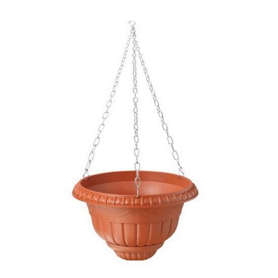 Ghiveci pentru flori, caramiziu, Strend Pro Roma 15, lant pentru agatat, diametru 15 cm