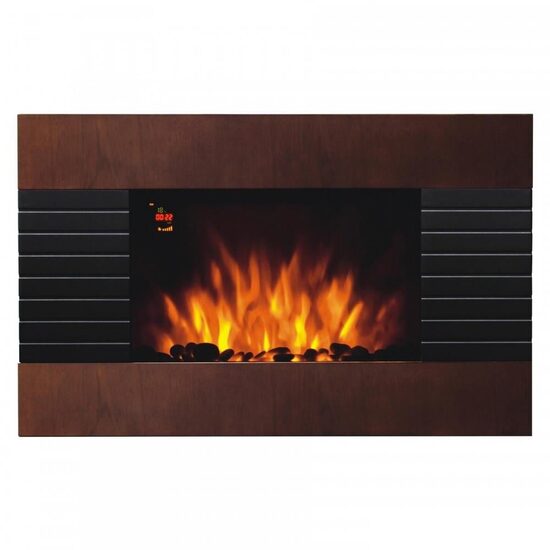 Semineu electric de perete, 2 trepte de putere 1000/2000W, telecomanda, Maro, 90x56x11 cm 