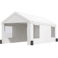 Copertina auto carport cu pereti laterali detasabili, Vevor 3 x 6 x 2.8 m, cadru otel galvanizat, tesatura PE, impermeabil, UV, 180g/mp, Alb