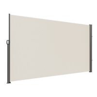 Paravan separator lateral, retractabil, pentru gradina, 300 x 160 cm, Bej, UV 30, densitate 180 g/mp