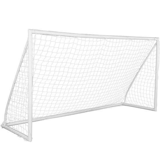 Poarta fotbal, portabila, cadru teava PVC, plasa PE, Dimensiune 371 x 183 x 121.5 cm