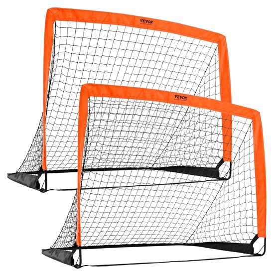 Set 2 porti fotbal pliabile, portabile, plasa PE, Dimensiune 90 x 90 x 120 cm, 2.15 kg
