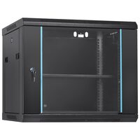 Rack 19'', Vevor 9U, usa din sticla, 500 x 450 x 600 mm, metalic de perete