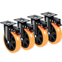 Set 4 roti pivotante cu blocare pentru carucioare, 6", max 318 kg / roata, ABS si Otel